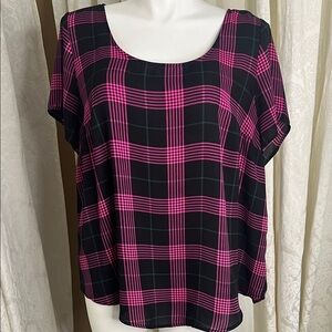 Torrid Pink and Black Plaid Blouse